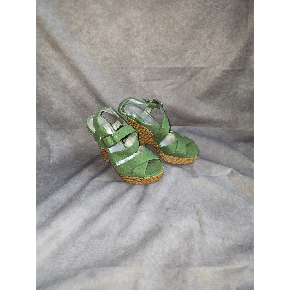 Banana Republic Green Canvas Espadrille Wedges | Size 6 Beachy Resort Flaws